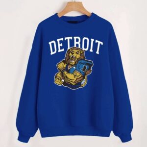 Detroit Football Vintage Mascot Royal Color Comfort Sweatshirt Retro American Football Comfort Colors Sweatshirt ECS1102
