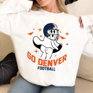 Go Denver Football Vintage Funny Ghost Comfort Sweatshirt Halloween Football Retro Comfort Sweatshirt Football Mom Shirt ECS1103