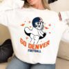 Go Denver Football Vintage Funny Ghost Comfort Sweatshirt Halloween Football Retro Comfort Sweatshirt Football Mom Shirt ECS1195