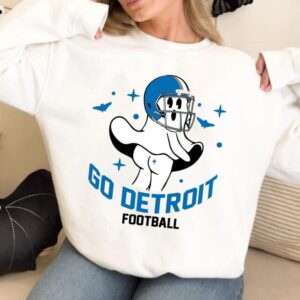 Go Detroit Football Funny Ghost Comfort Sweatshirt Football Retro Comfort Sweatshirt Football Mom Shirt ECS1101