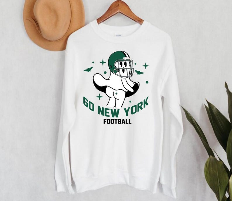 Go New York Green Team Football Funny Ghost Vintage Comfort Sweatshirt Football Retro Comfort Colors Sweatshirt ECS1092