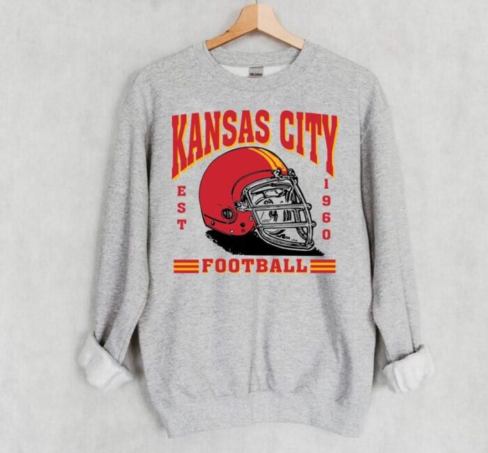 Kansas City Football Est 1960 Retro Comfort Sweatshirt Football Retro Comfort Sweatshirt For Dad ECS1099