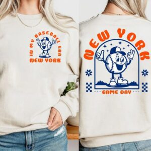 New York Baseball Era Orange And Blue Vintage 2 Side Comfort Sweatshirt In My Baseball Era Cute Shirt ECS1017