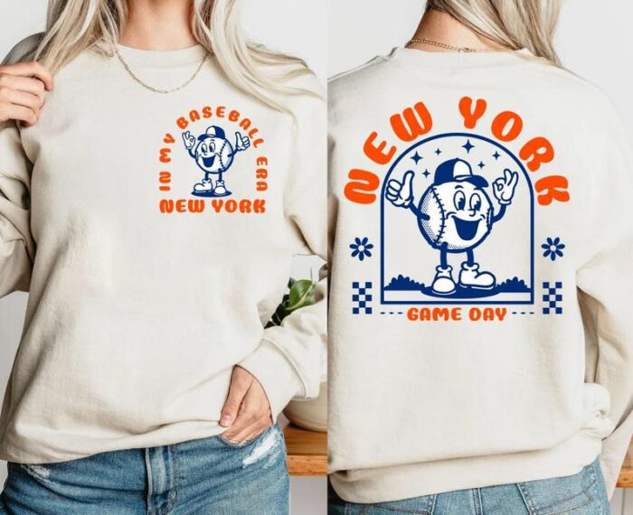 New York Baseball Era Orange And Blue Vintage 2 Side Comfort Sweatshirt In My Baseball Era Cute Shirt ECS1109