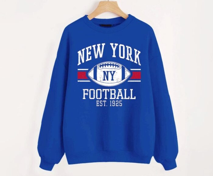 New York Football EST 1925 Pattern Line Royal Comfort Sweatshirt Retro American Football Comfort Colors Sweatshirt ECS1094