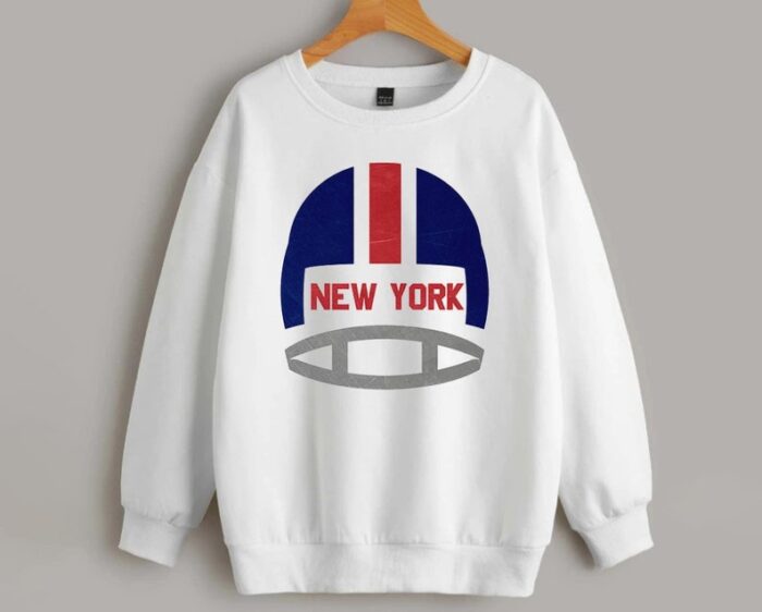 New York Football Vintage Helmet White Comfort Sweatshirt Retro American Football Comfort Sweatshirt Gift For Fan ECS1166