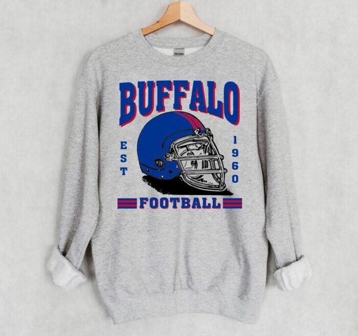 Retro Buffalo Football Est 1960 Vintage Sport Grey Comfort Sweatshirt Football Retro Comfort Sweatshirt For Dad ECS1179