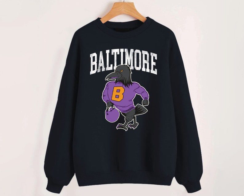 Vintage Baltimore Football Funny Mascot Black Comfort Sweatshirt Retro American Football Comfort Sweatshirt Gifts For Him ECS1015