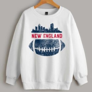 Vintage New England Football City Skyline White Comfort Sweatshirt Retro American Football Comfort Colors Sweatshirt ECS1091