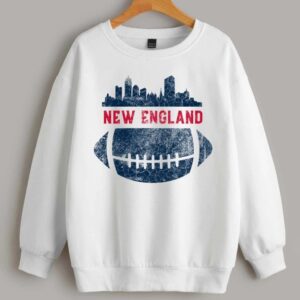 Vintage New England Football City Skyline White Comfort Sweatshirt Retro American Football Comfort Colors Sweatshirt ECS1137