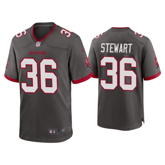 2020 M.J. Stewart Tampa Bay Buccaneers Pewter Game Jersey