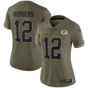 Aaron Rodgers Green Bay Packers Women 2022 Salute To Service Limited Jersey - Olive