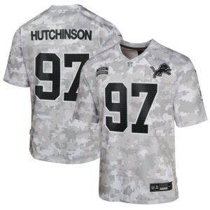 Aidan Hutchinson Detroit Lions Youth 2024 Salute to Service Game Jersey - Arctic Camo