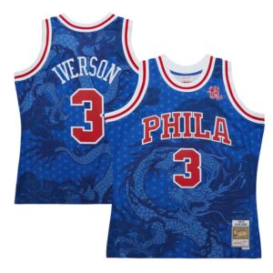 Allen Iverson Philadelphia 76ers 1996/97 Hardwood Classics Asian Heritage 6.0 Swingman Throwback Player Jersey - Royal