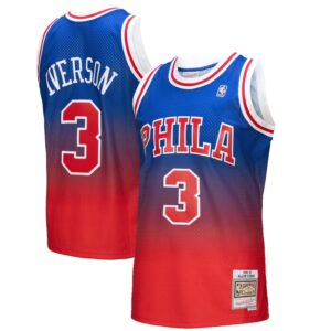 Allen Iverson Philadelphia 76ers 1996/97 Hardwood Classics Fadeaway Swingman Player Jersey - Red/Royal