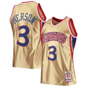 Allen Iverson Philadelphia 76ers 75th Anniversary 1996/97 Hardwood Classics Swingman Jersey - Gold