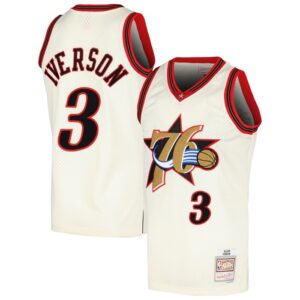 Allen Iverson Philadelphia 76ers Chainstitch Swingman Jersey - Cream