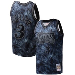 Allen Iverson Philadelphia 76ers Hardwood Classics 1997/98 Tie-Dye Swingman Jersey - Black