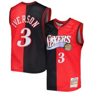 Allen Iverson Philadelphia 76ers Hardwood Classics 2000/01 Split Swingman Jersey - Black/Red