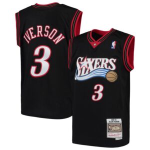 Allen Iverson Philadelphia 76ers Youth Hardwood Classics Swingman Throwback Jersey - Black