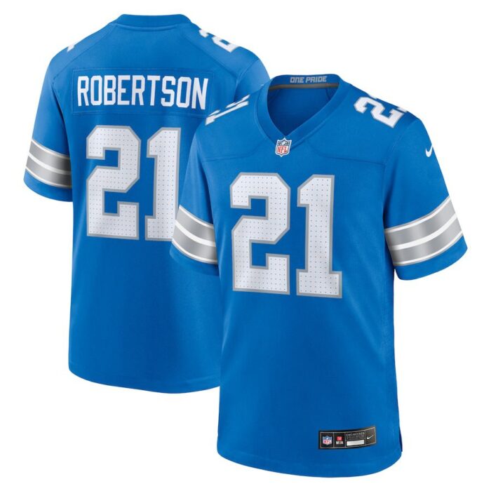 Amik Robertson Detroit Lions Game Jersey - Blue