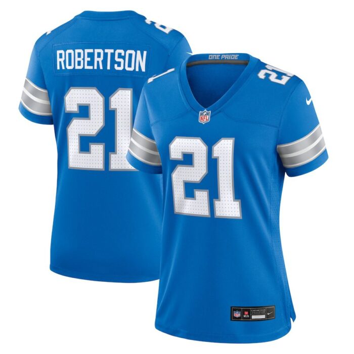 Amik Robertson Detroit Lions Women's Team Game Jersey - Blue