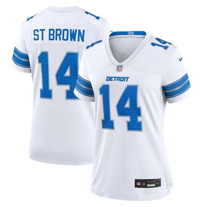 Amon-Ra St. Brown Detroit Lions Women's White Game Jersey - White