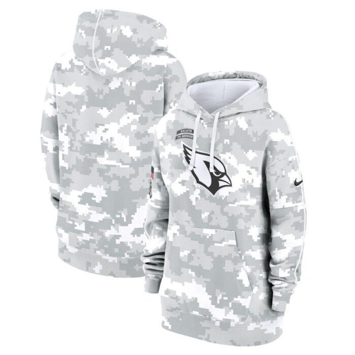 Arizona Cardinals Women's 2024 Salute To Service Club Fleece Pullover Hoodie - Arctic Camo