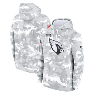 Arizona Cardinals Youth 2024 Salute To Service Pullover Hoodie - White/Gray