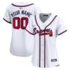 Atlanta Braves Women Home Limited Custom Jersey - White