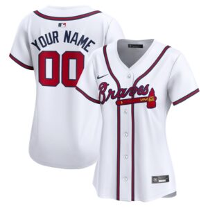 Atlanta Braves Women Home Limited Custom Jersey - White