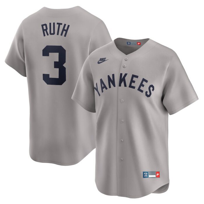 Babe Ruth New York Yankees Throwback Cooperstown Collection Limited Jersey - Gray