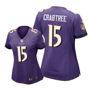 Baltimore Ravens #15 Purple Michael Crabtree Game Jersey - Women