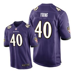 Baltimore Ravens #40 Purple Men Kenny Young Game Jersey