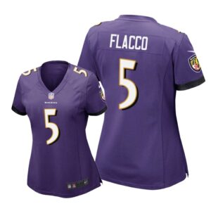 Baltimore Ravens #5 Purple Joe Flacco Game Jersey - Women