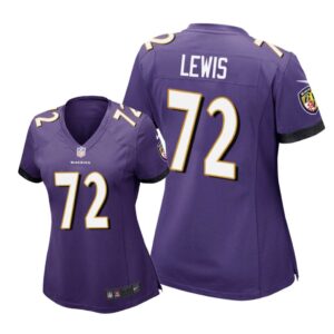 Baltimore Ravens #72 Purple Alex Lewis Game Jersey - Women