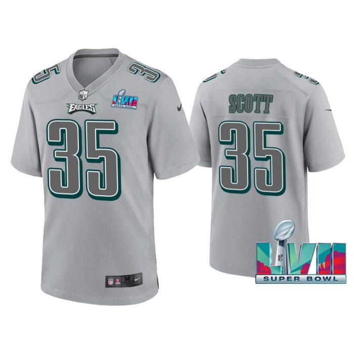 Boston Scott Philadelphia Eagles Super Bowl LVII Gray Atmosphere Jersey