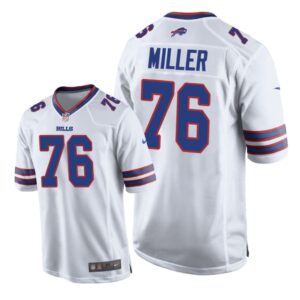 Buffalo Bills #76 White Men John Miller Game Jersey