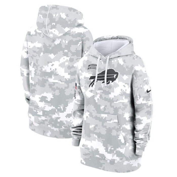 Buffalo Bills Women's 2024 Salute To Service Club Fleece Pullover Hoodie - Arctic Camo