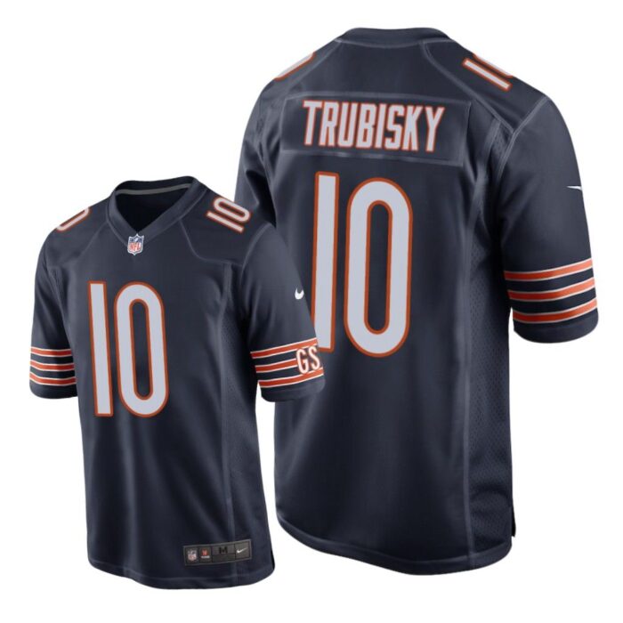 Chicago Bears #10 Navy Men Mitchell Trubisky Game Jersey