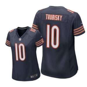 Chicago Bears #10 Navy Mitchell Trubisky Game Jersey - Women