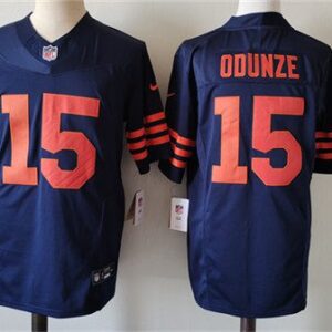 Chicago Bears #15 Rome Odunze Navy 2024 Draft Color Rush F.U.S.E. Vapor Football Stitched Jersey