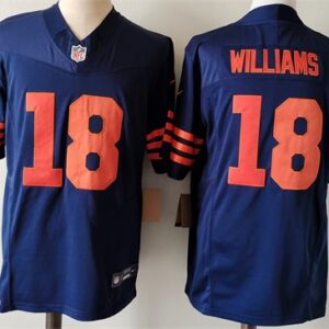 Chicago Bears #18 Caleb Williams Navy 2024 Draft Color Rush F.U.S.E. Vapor Football Stitched Jersey