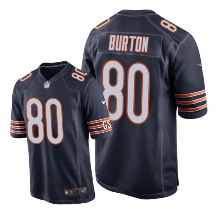 Chicago Bears #80 Navy Men Trey Burton Game Jersey