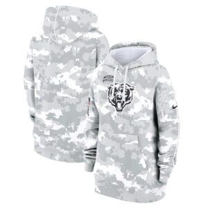 Chicago Bears Women's 2024 Salute To Service Club Fleece Pullover Hoodie - Arctic Camo