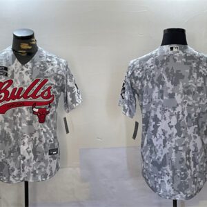 Chicago Bulls Blank 2024 Arctic Camo Salute to Service Stitched Baseball Jersey