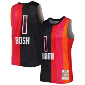 Chris Bosh Miami Heat Hardwood Classics 2011/12 Split Swingman Jersey - Black/Red