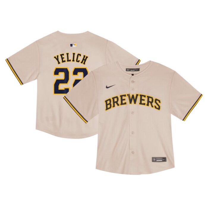 Christian Yelich Milwaukee Brewers Toddler Home Game Jersey - Cream