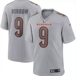 Cincinnati Bengals #9 Joe Burrow Gray Atmosphere Fashion Stitched Jersey