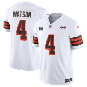 Cleveland Browns #4 Deshaun Watson White 2024 F.U.S.E. With 2-Star C Patch 1946 Collection Vapor Limited Football Stitched Jersey